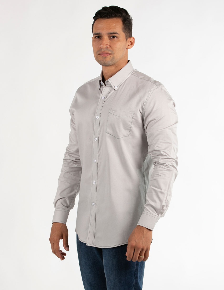 Camisa casual Oscar De La Renta de algodón manga larga para hombre