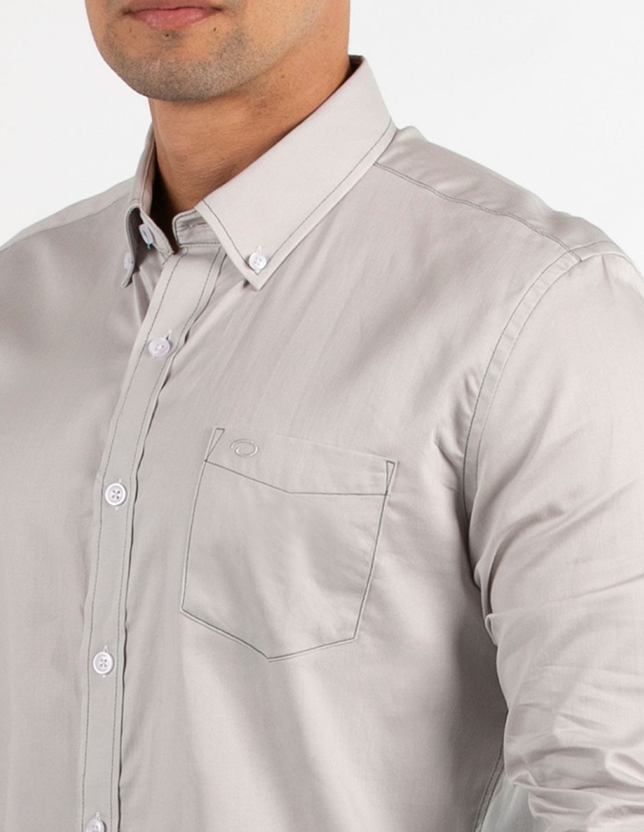 Camisa casual Oscar De La Renta de algodón manga larga para hombre