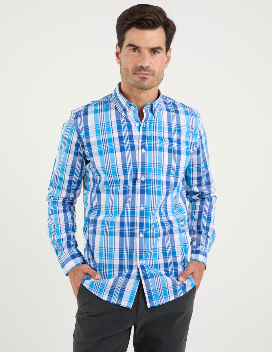 Camisa casual de algodón manga larga para hombre