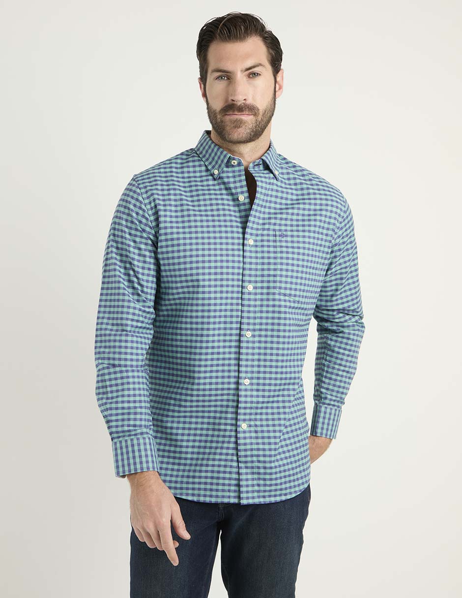 Camisa casual Izod de algodón manga larga para hombre