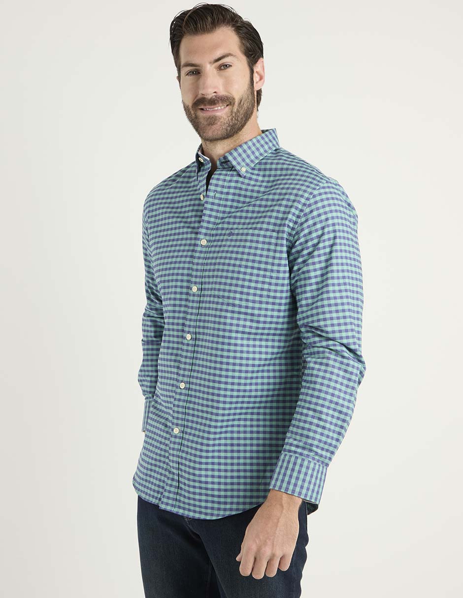 Camisa casual Izod de algodón manga larga para hombre