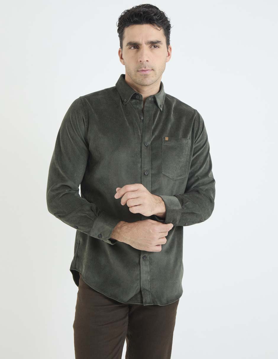 Camisa casual de algodón manga larga para hombre 1