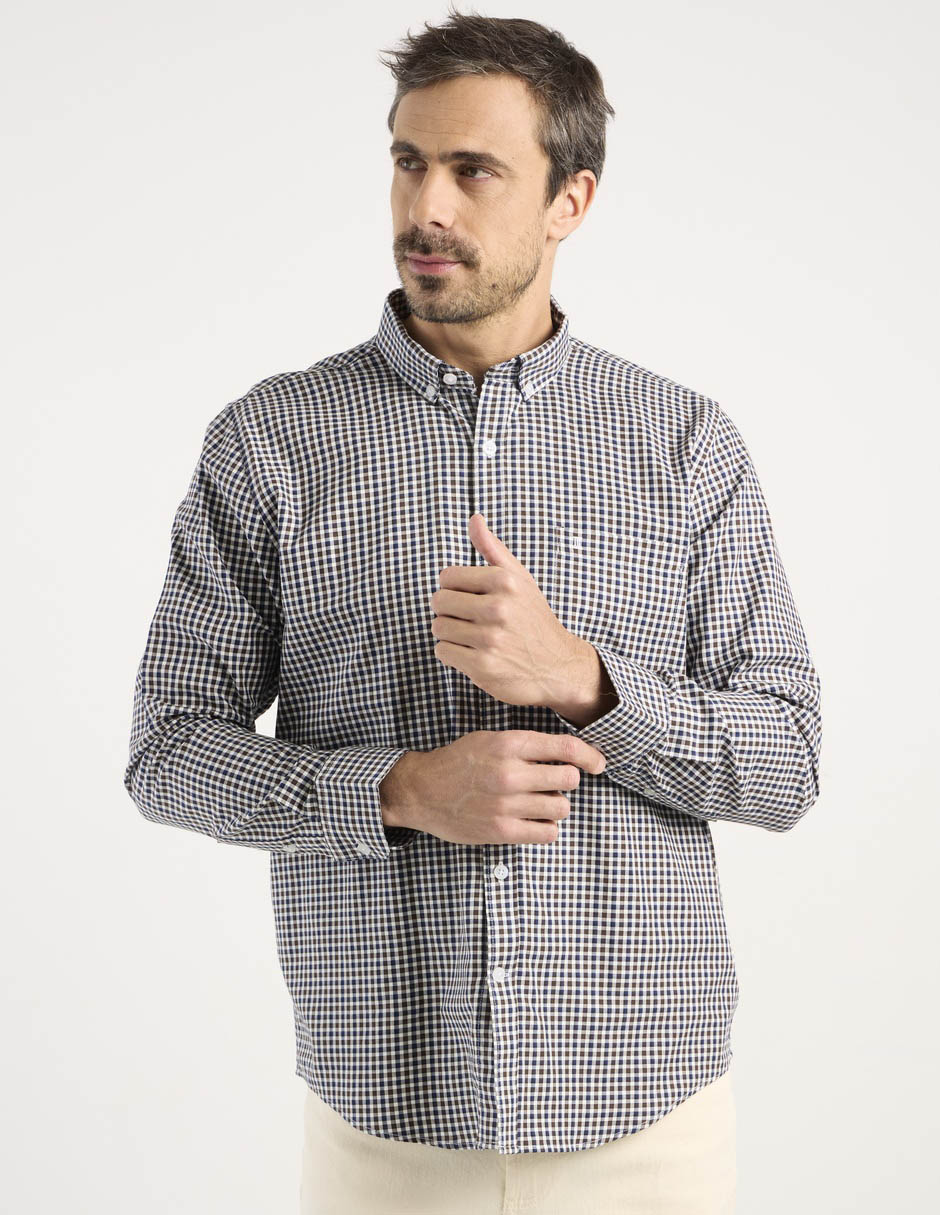 Camisa casual Dioro de algodón manga larga para hombre