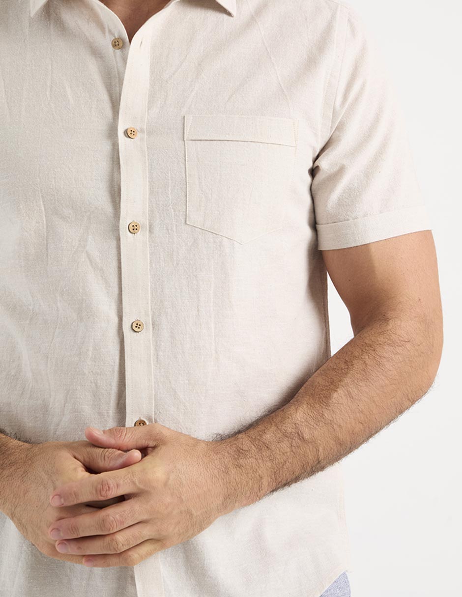 Camisa casual de algodón manga corta para hombre 4