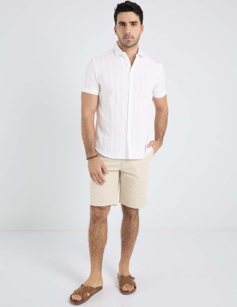 Camisa playa de algodón manga corta para hombre 6