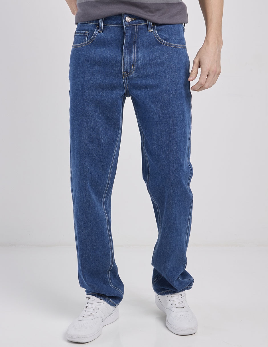Jeans straight lavado medio para hombre