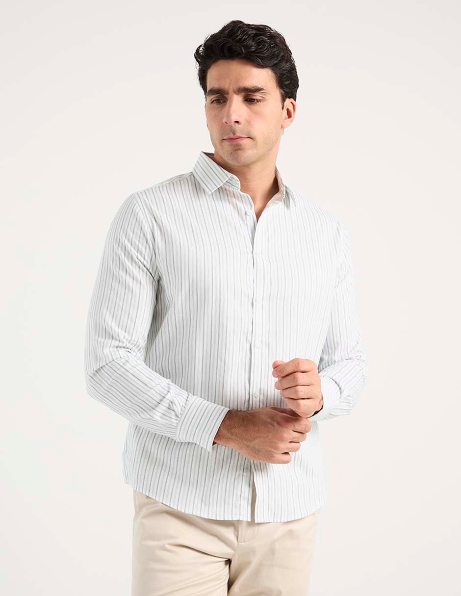 Camisa casual de algodón manga larga para hombre