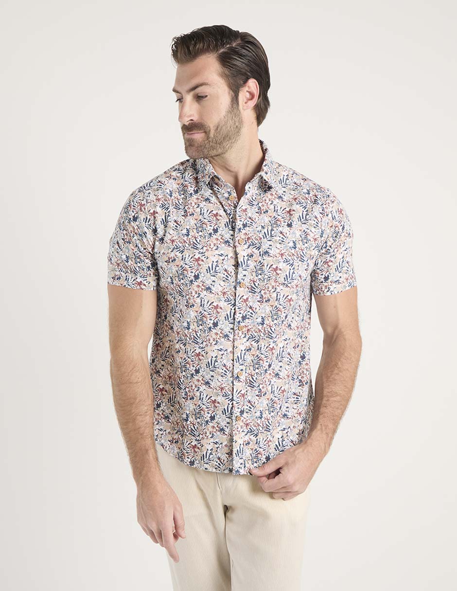 Camisa casual Jbe de algodón manga corta para hombre