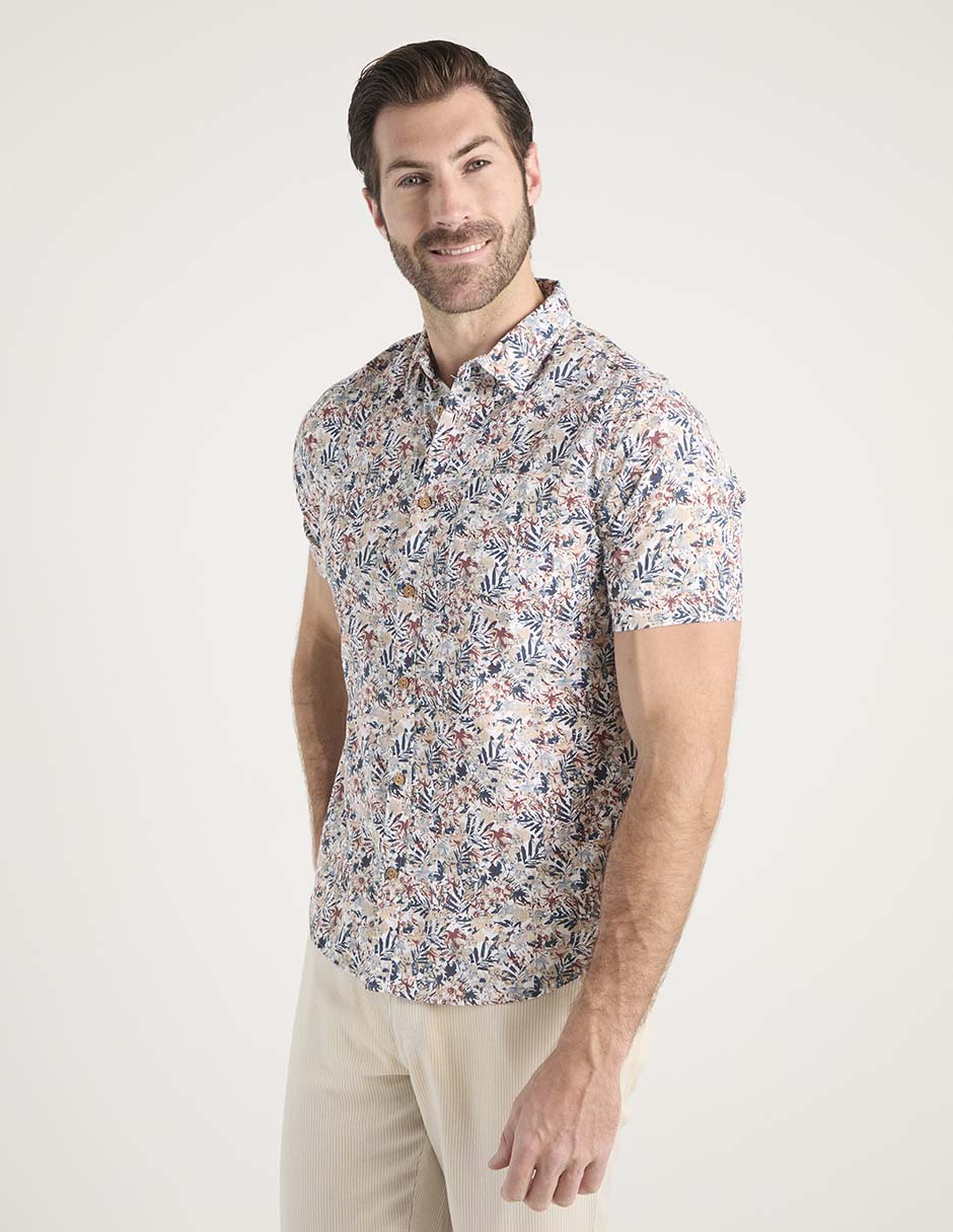 Camisa casual Jbe de algodón manga corta para hombre