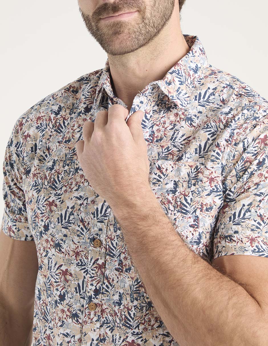 Camisa casual Jbe de algodón manga corta para hombre
