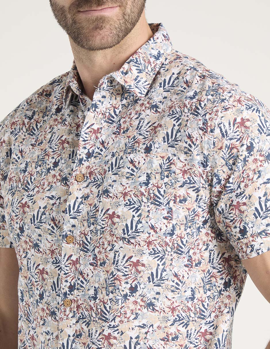 Camisa casual Jbe de algodón manga corta para hombre