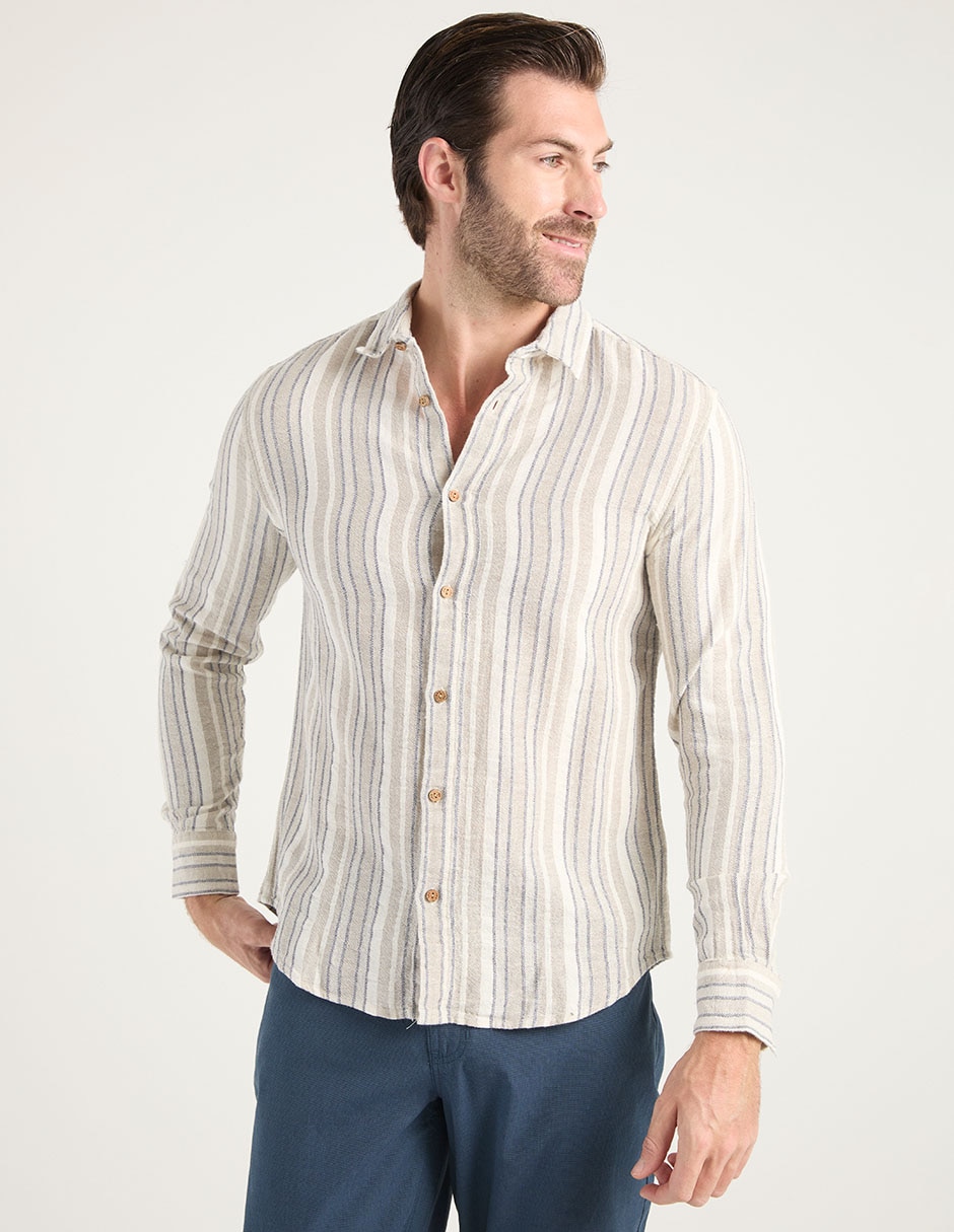 Camisa casual de algodón manga larga para hombre Camisa casual de algodón manga larga para hombre