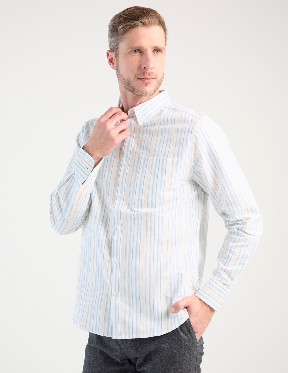 Camisa casual de algodón manga larga para hombre 1