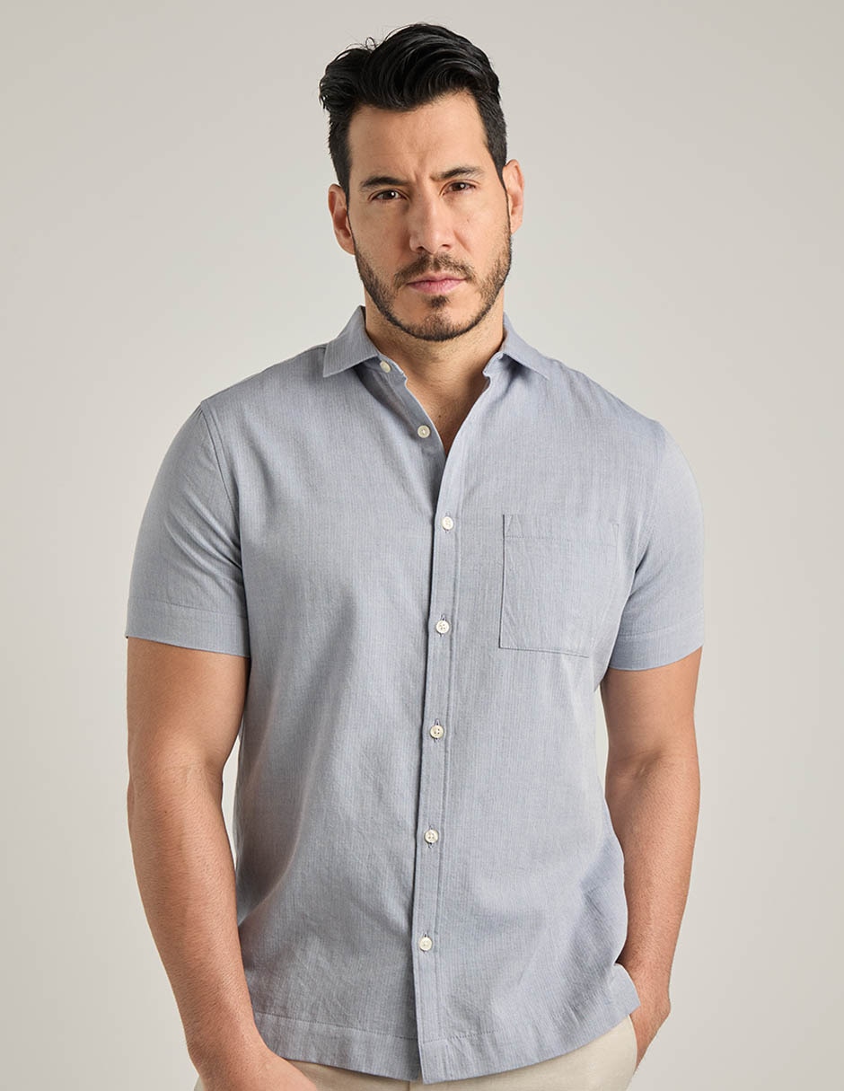 Camisa casual de algodón manga corta para hombre