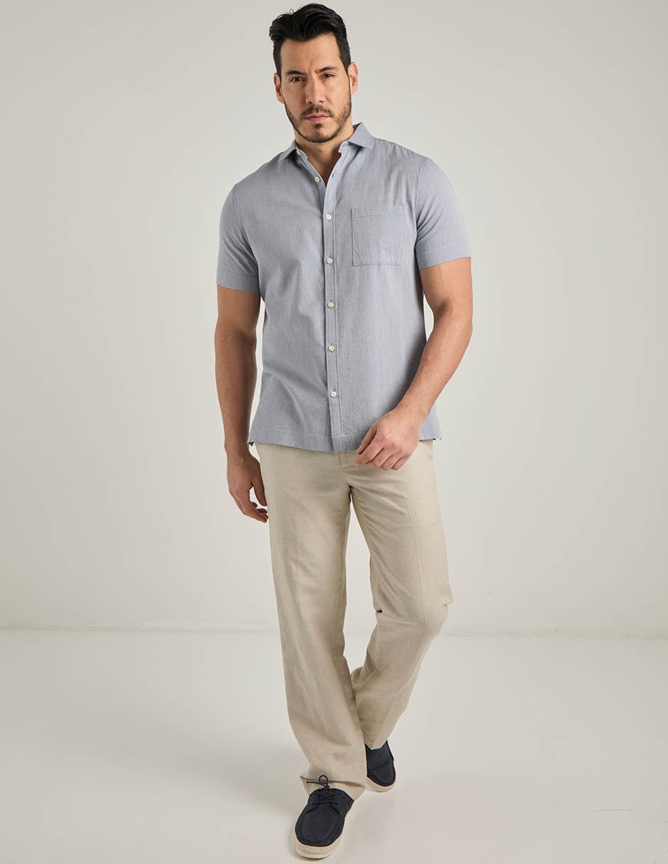 Camisa casual de algodón manga corta para hombre