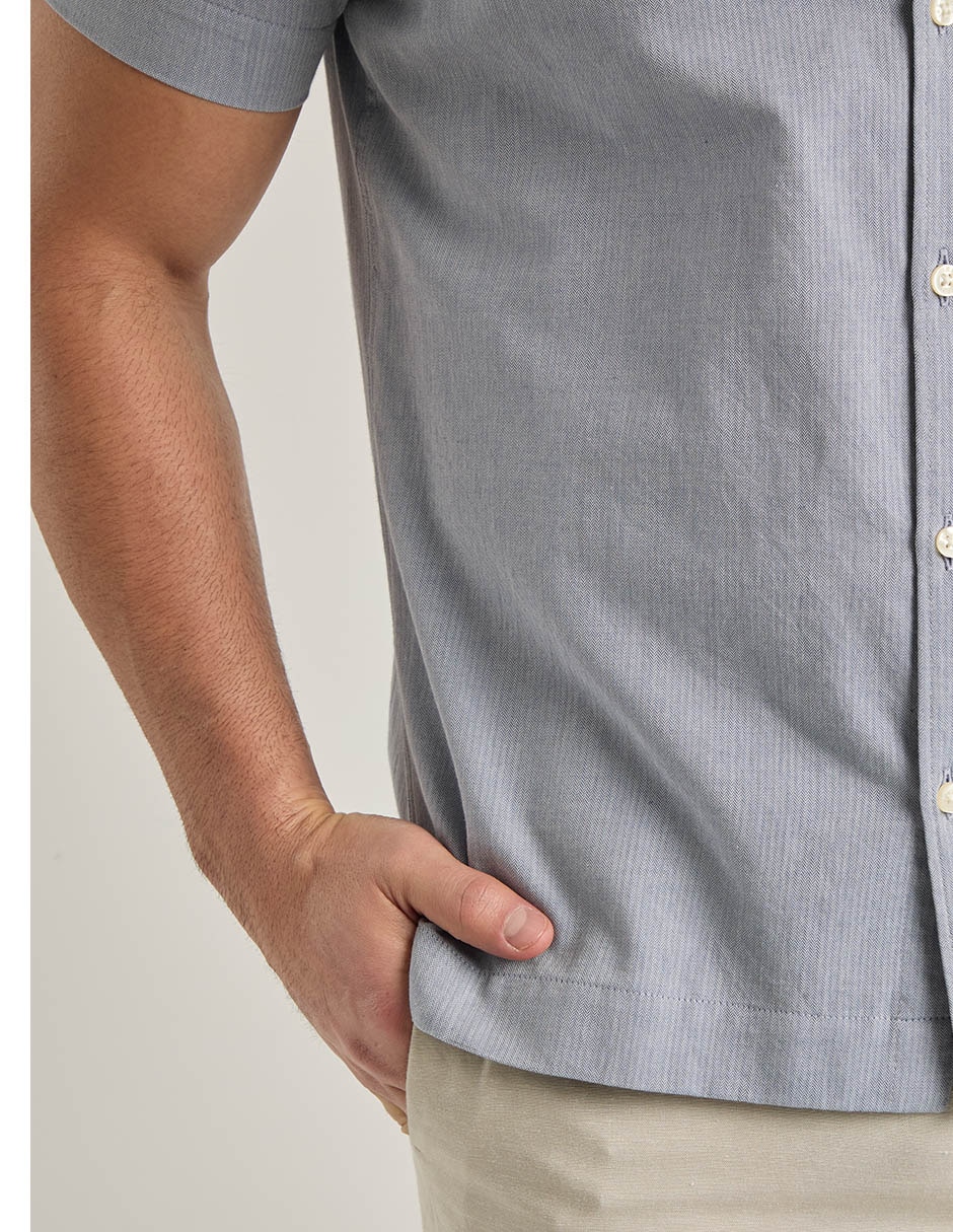 Camisa casual de algodón manga corta para hombre