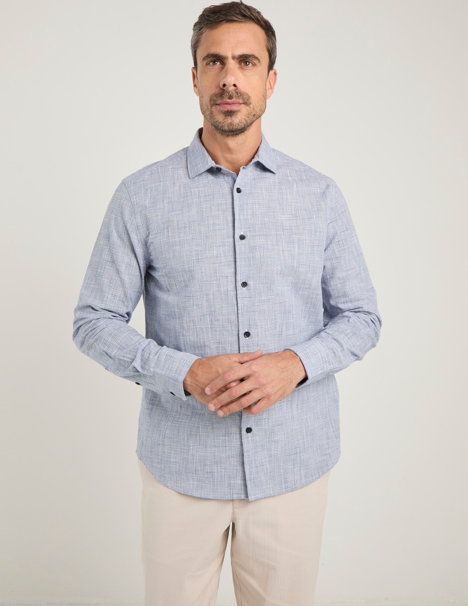 Camisa casual de algodón manga larga para hombre Camisa casual de algodón manga larga para hombre