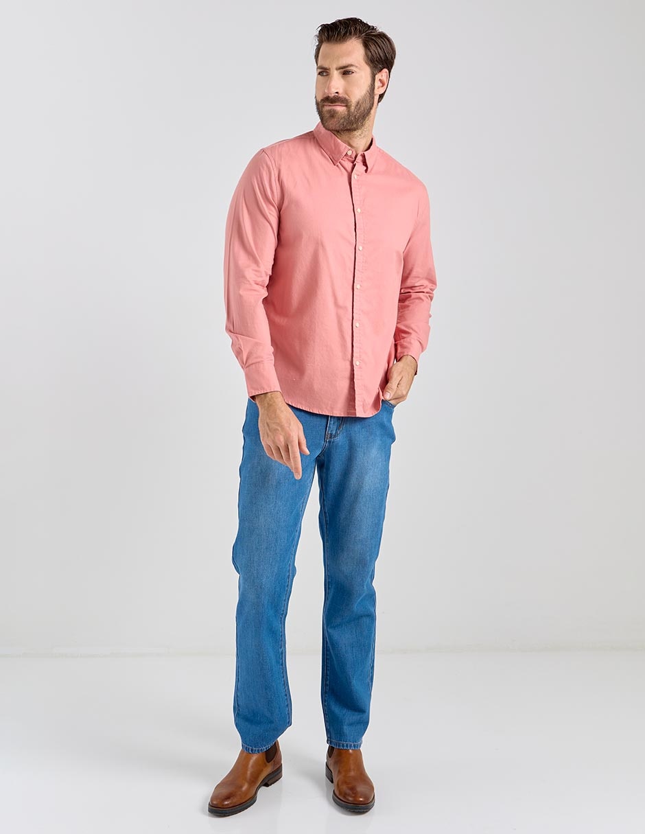 Camisa casual Jbe de algodón manga larga para hombre