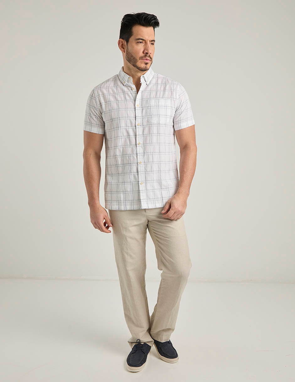 Camisa casual de algodón manga corta para hombre 4