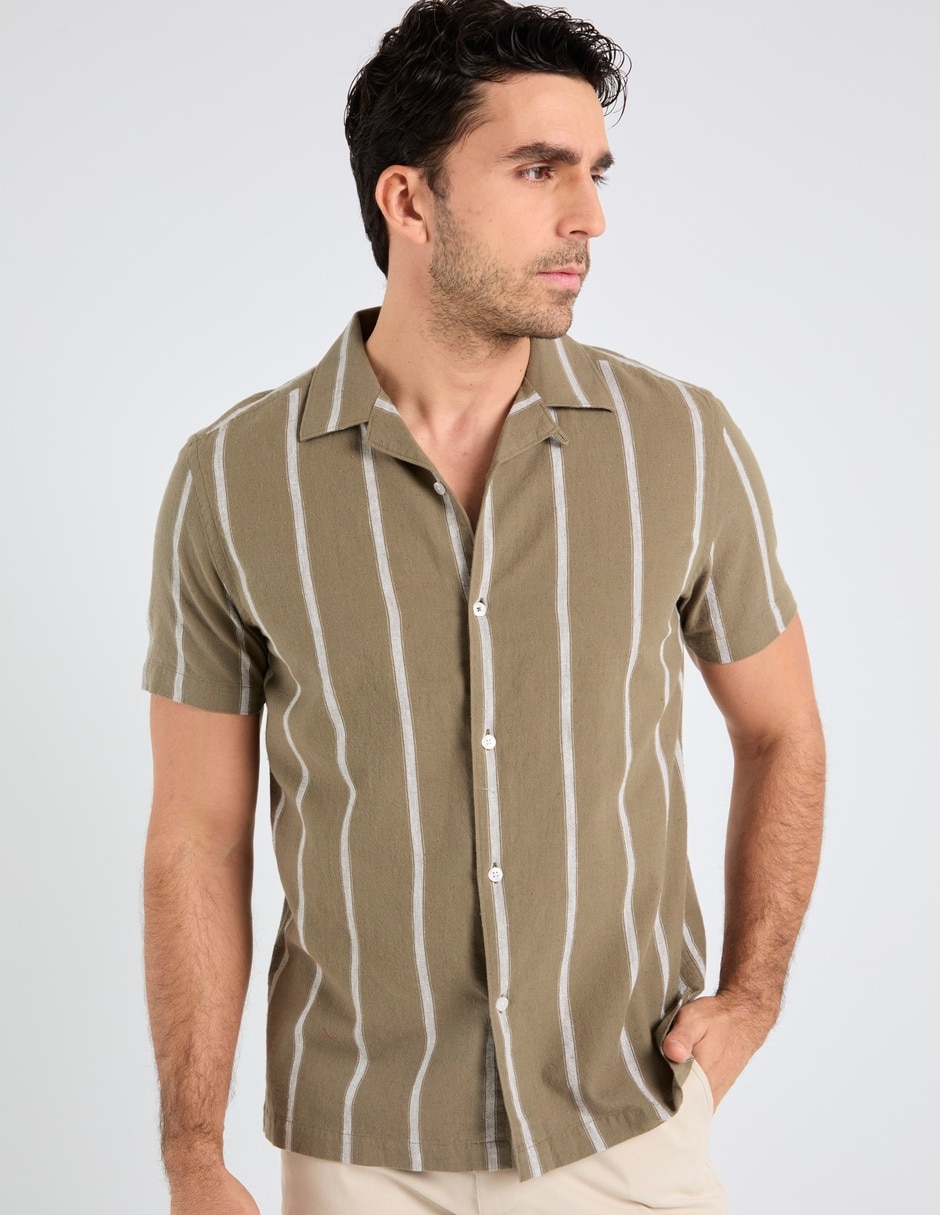 Camisa playa de algodón manga corta para hombre
