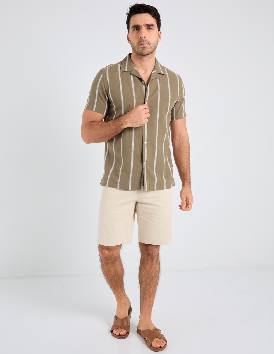 Camisa playa de algodón manga corta para hombre