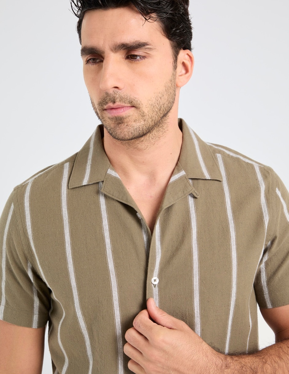 Camisa playa de algodón manga corta para hombre