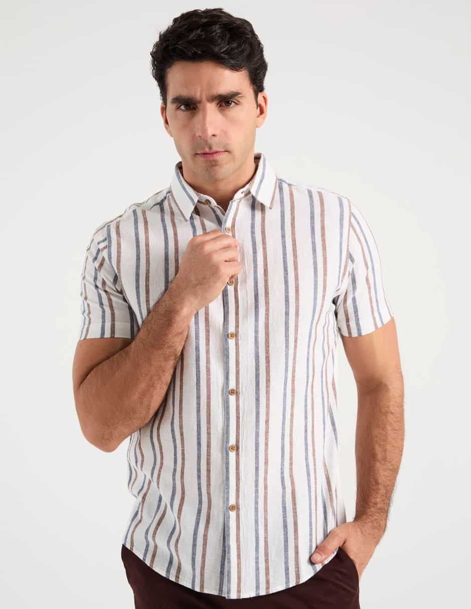 Camisa casual Jbe de algodón manga corta para hombre