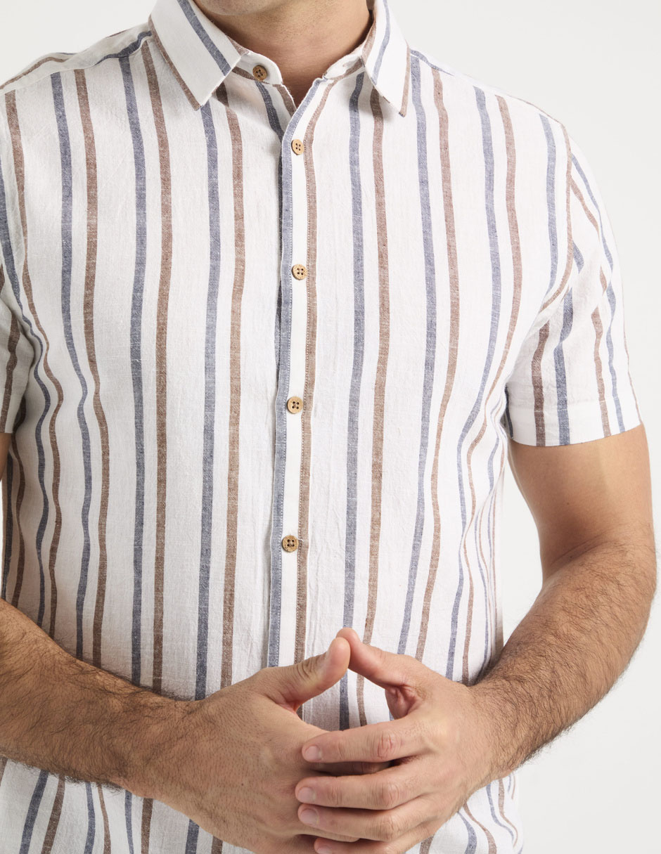 Camisa casual Jbe de algodón manga corta para hombre