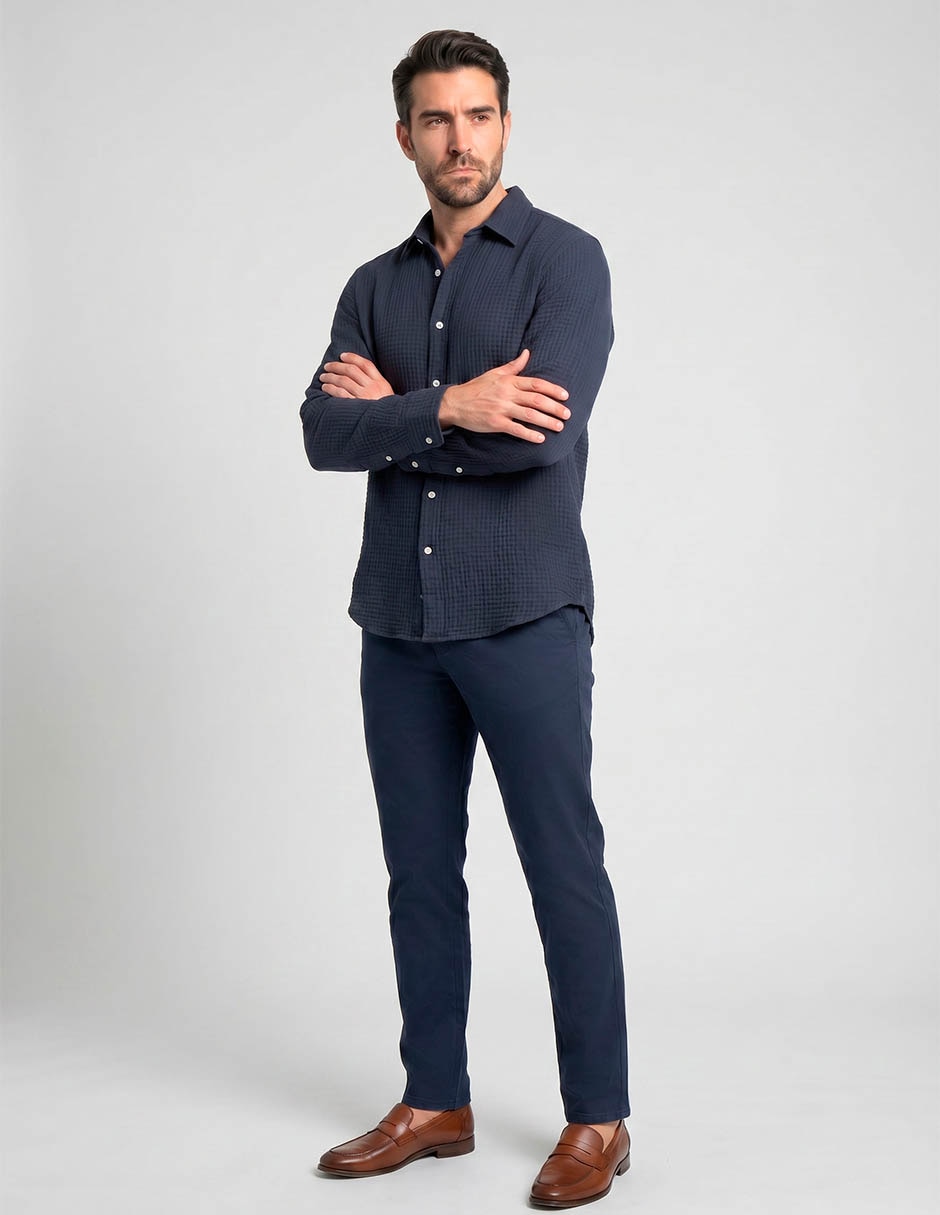 Camisa casual de algodón manga larga para hombre 3