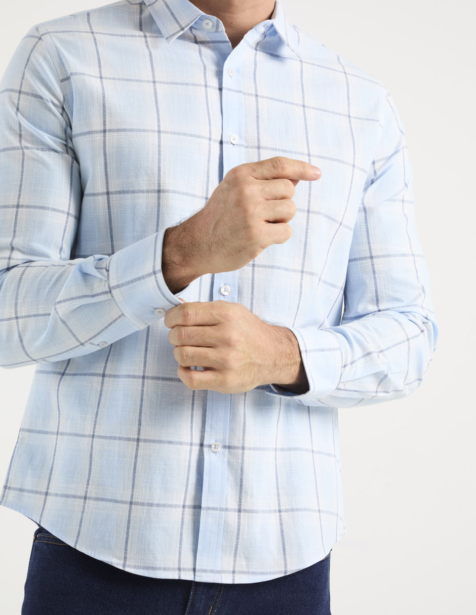 Camisa casual de algodón manga larga para hombre 2
