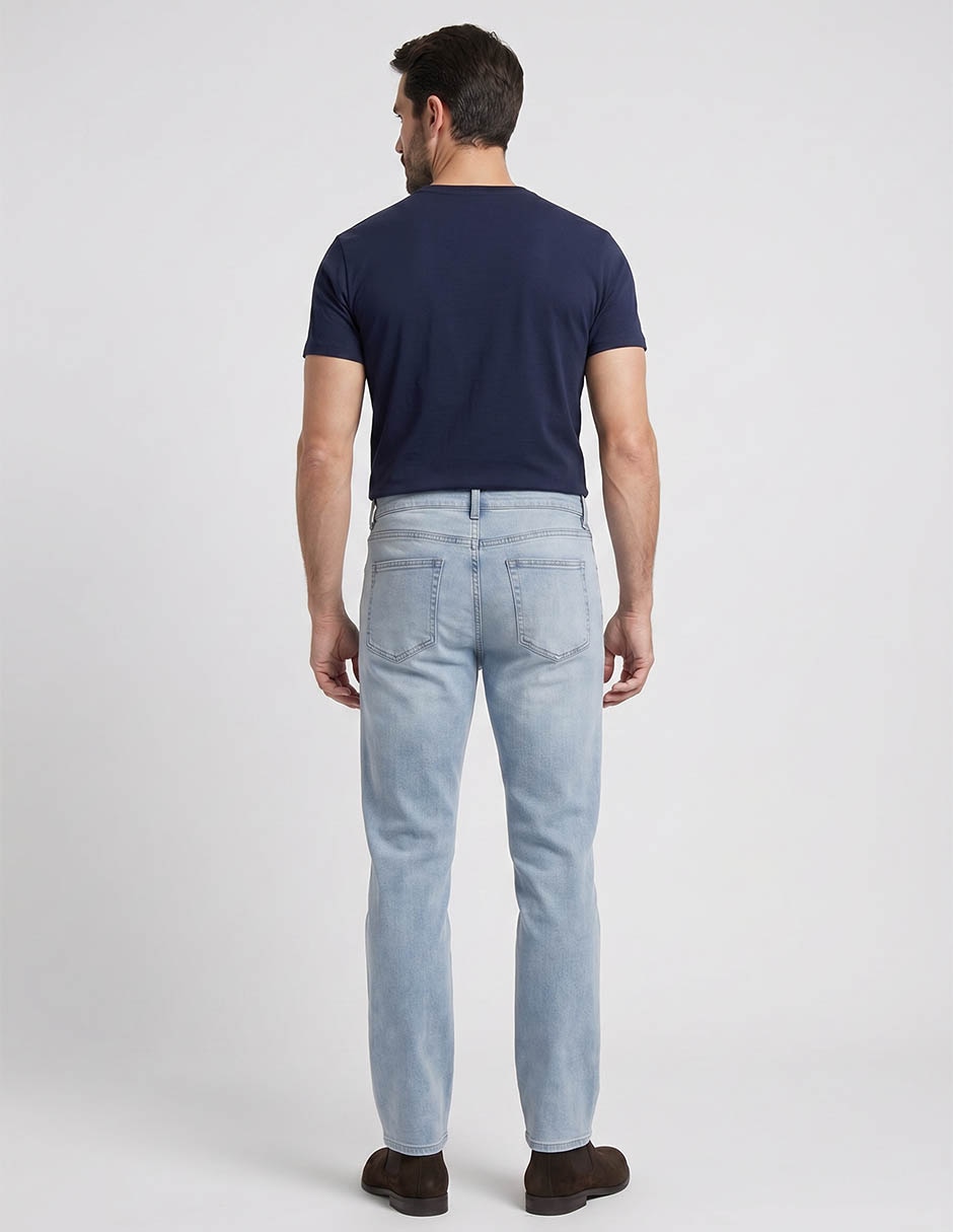 Jeans straight lavado claro para hombre 2