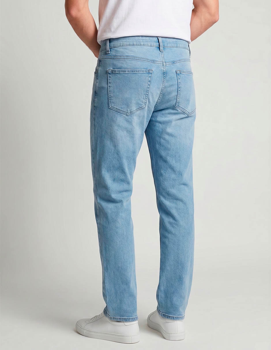 Jeans straight lavado claro para hombre 2