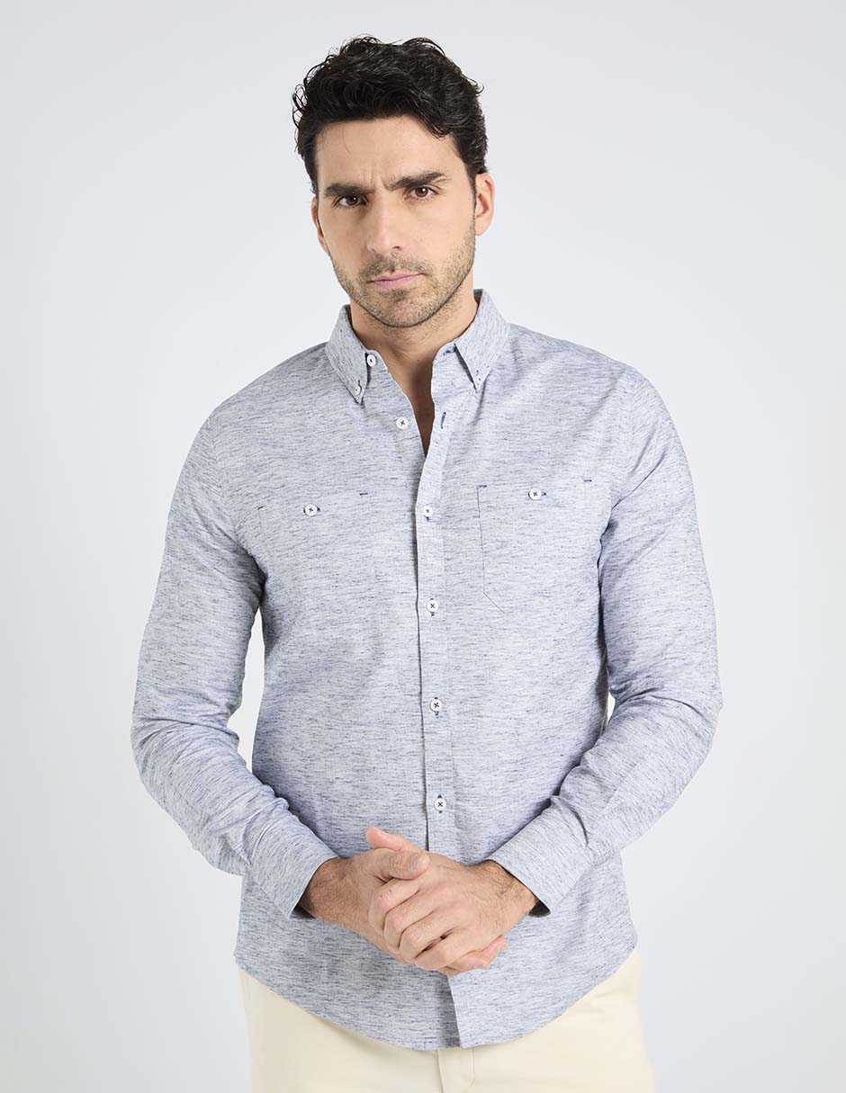 Camisa casual de algodón manga larga para hombre Camisa casual de algodón manga larga para hombre