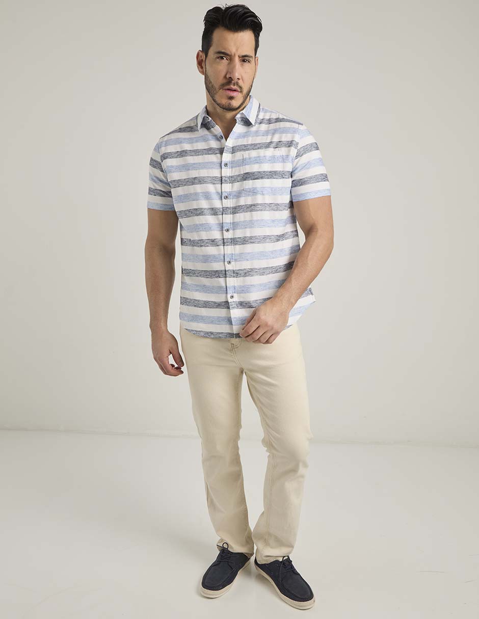 Camisa casual de algodón manga corta para hombre