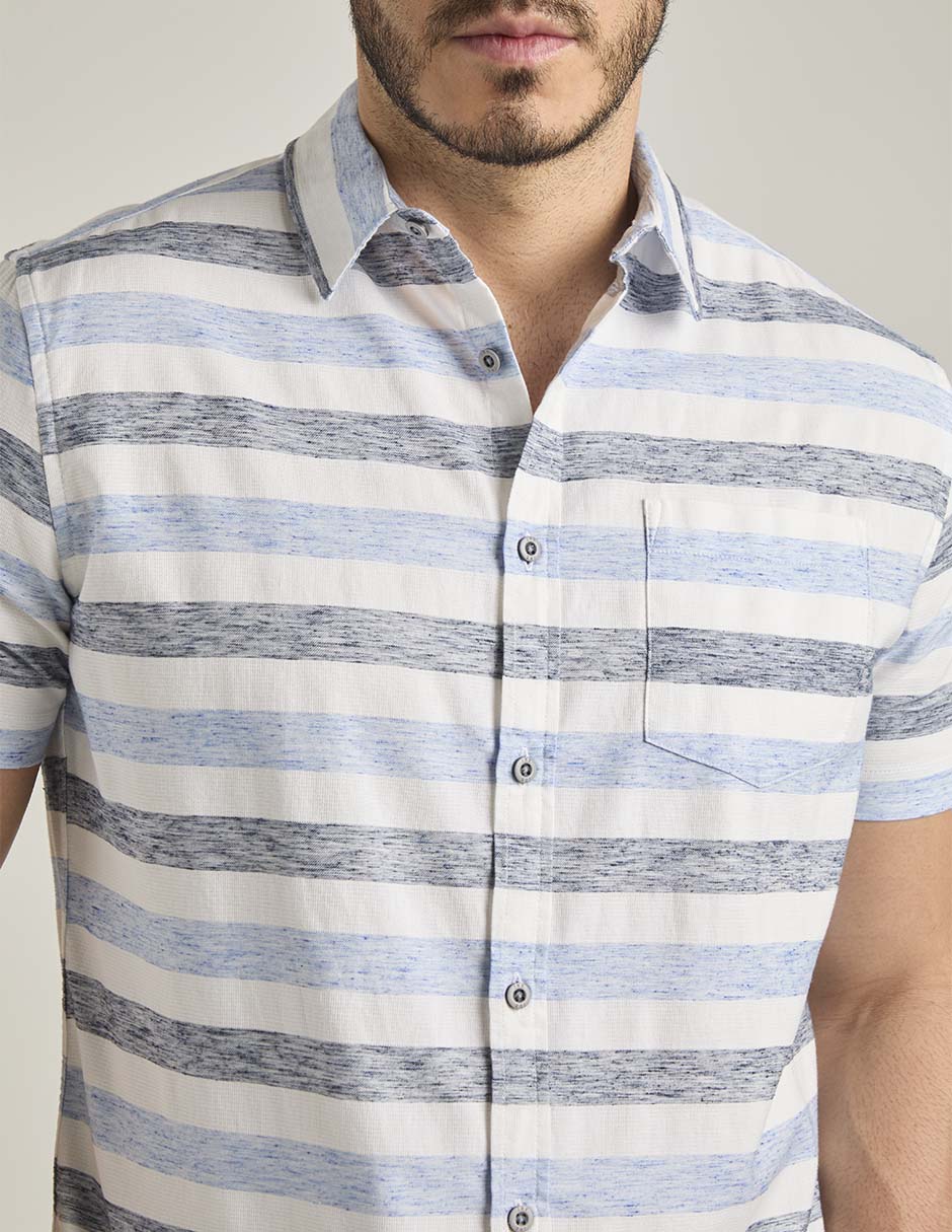 Camisa casual de algodón manga corta para hombre