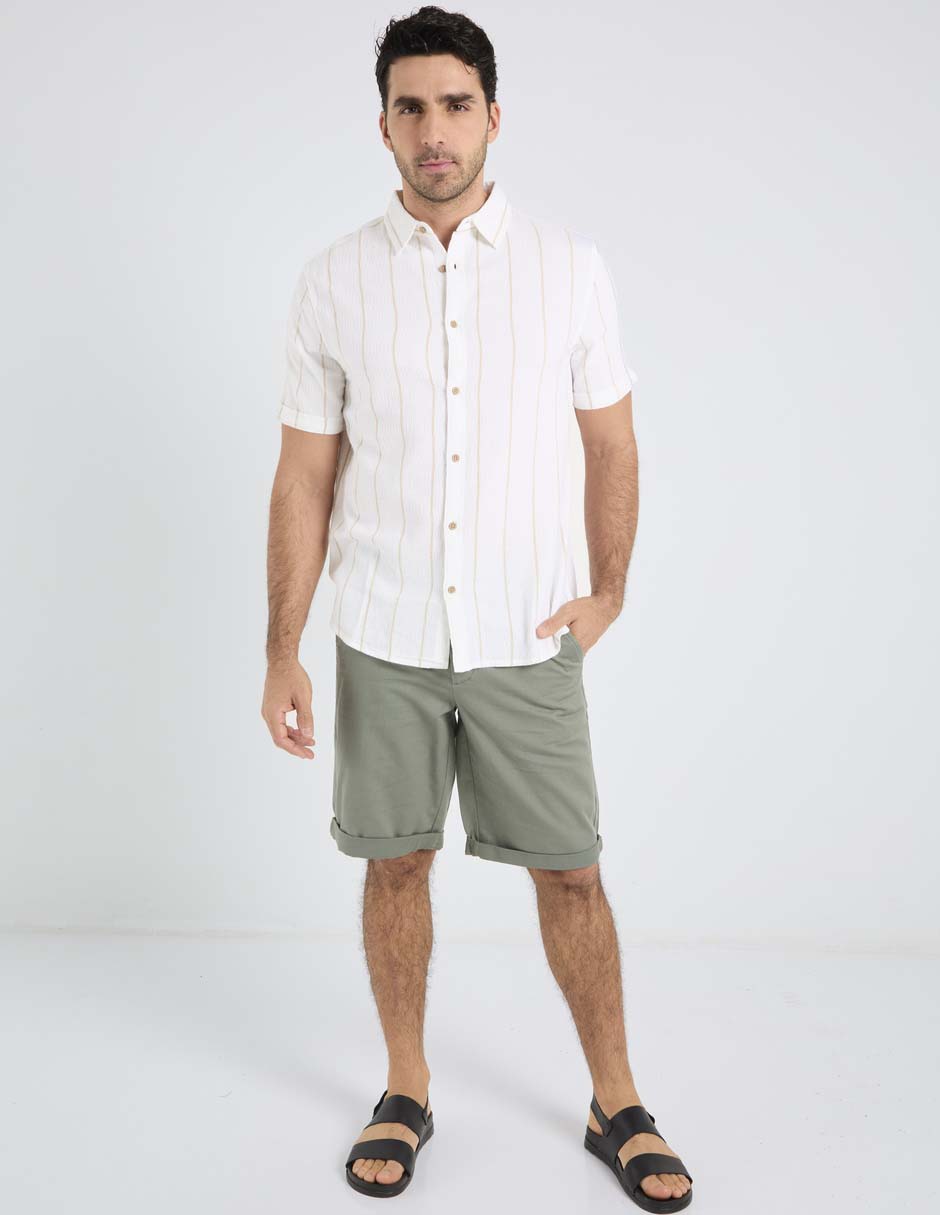 Camisa playa de algodón manga corta para hombre