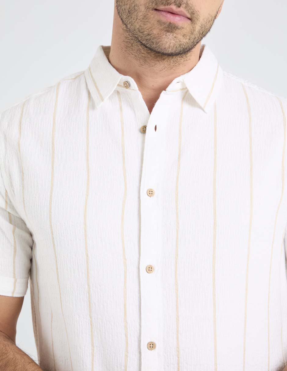Camisa playa de algodón manga corta para hombre