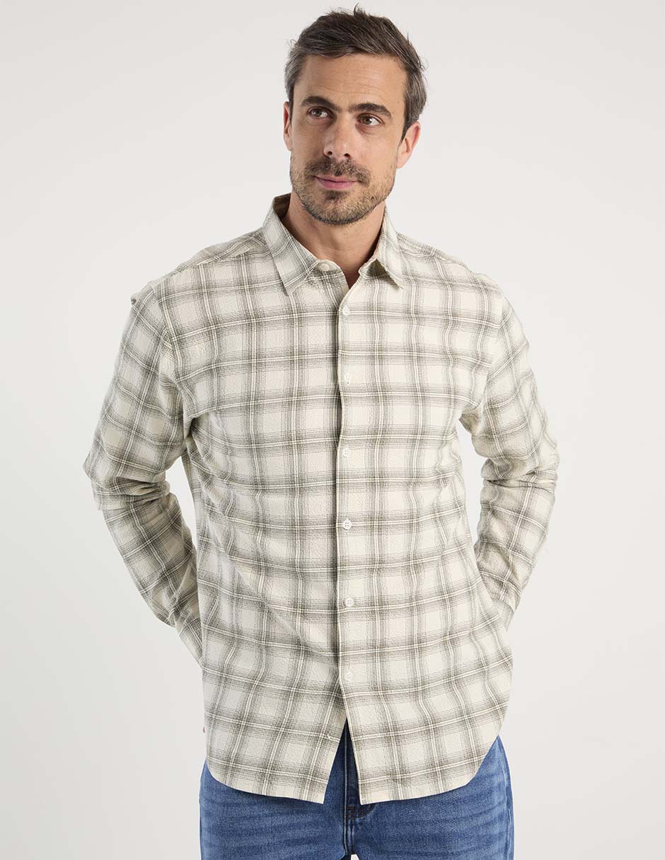 Camisa Casual Jbe De Algodón Manga Larga Para Hombre