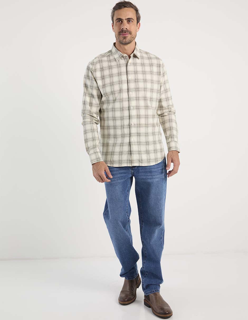 Camisa Casual Jbe De Algodón Manga Larga Para Hombre