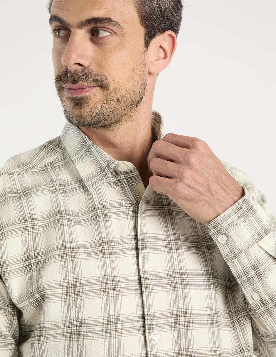 Camisa Casual Jbe De Algodón Manga Larga Para Hombre