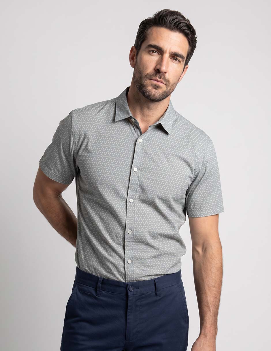 Camisa de algodón manga corta para hombre Camisa de algodón manga corta para hombre