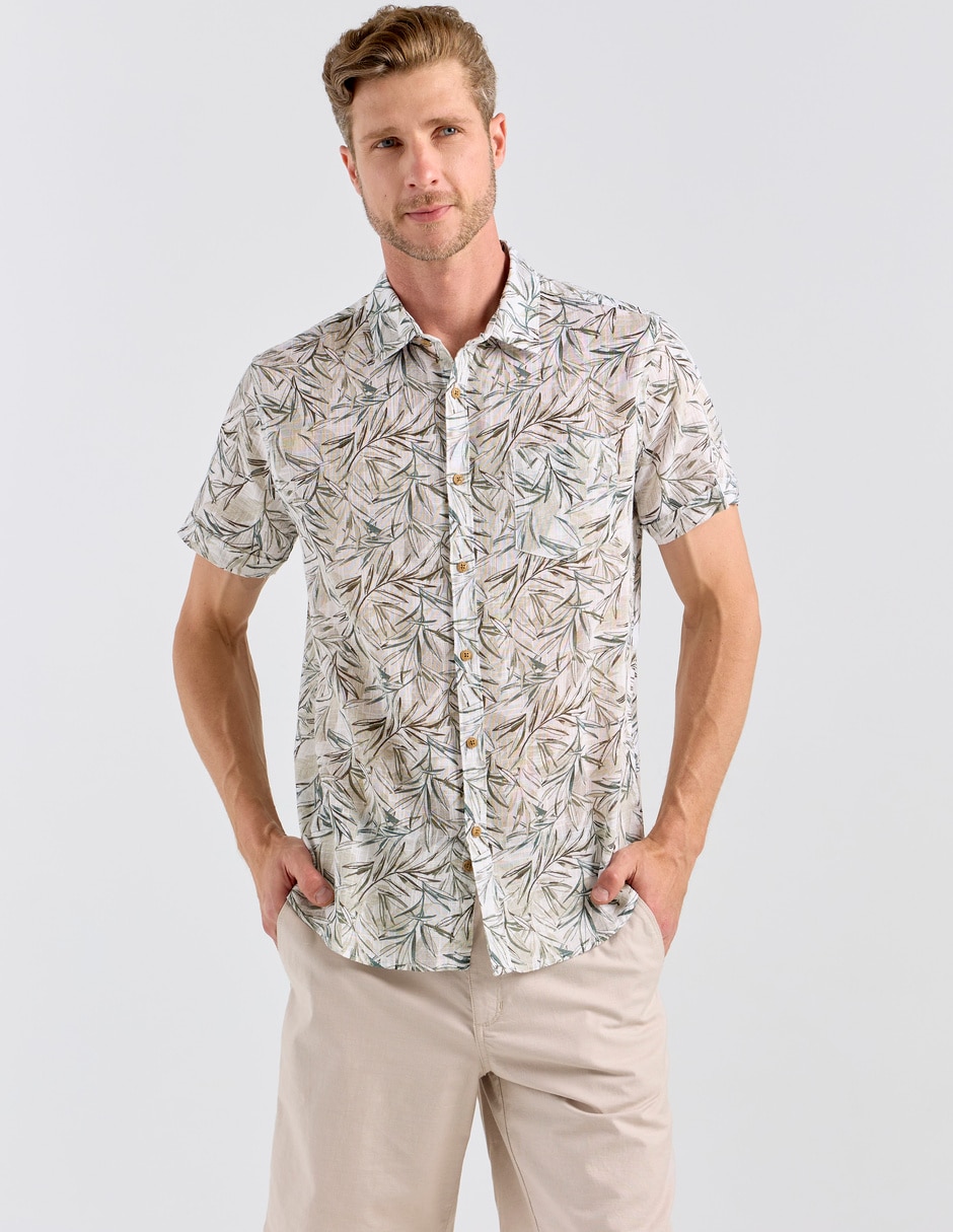 Camisa playa de algodón manga corta para hombre Camisa playa de algodón manga corta para hombre
