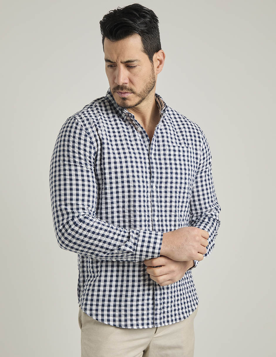 Camisa casual de algodón manga larga para hombre Camisa casual de algodón manga larga para hombre