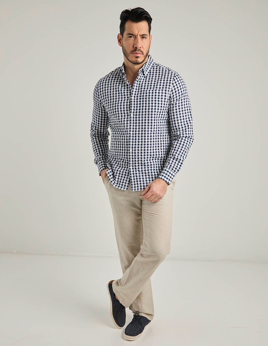 Camisa casual de algodón manga larga para hombre 4