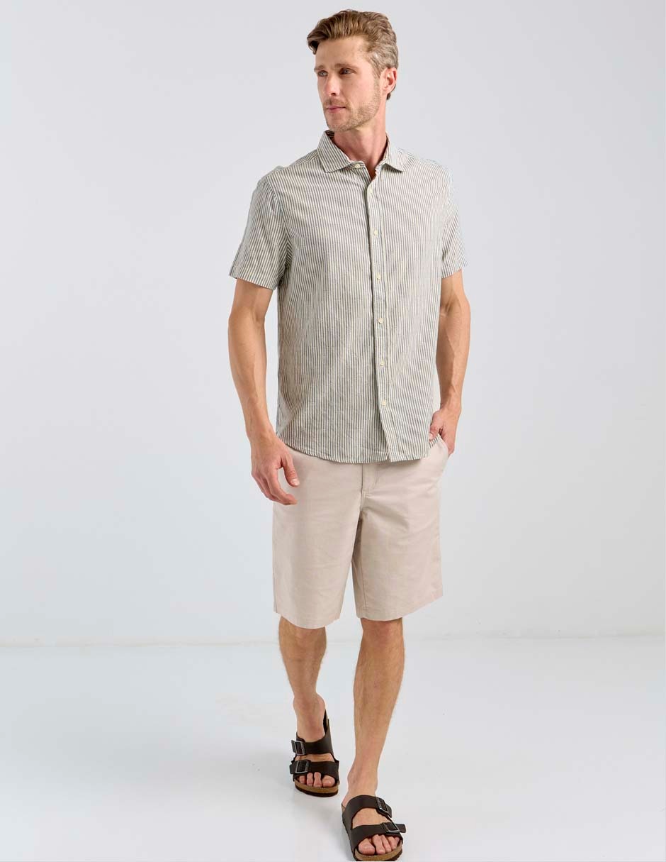 Camisa casual de algodón manga corta para hombre