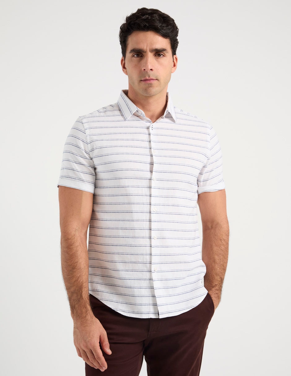 Camisa casual Jbe de algodón manga corta para hombre