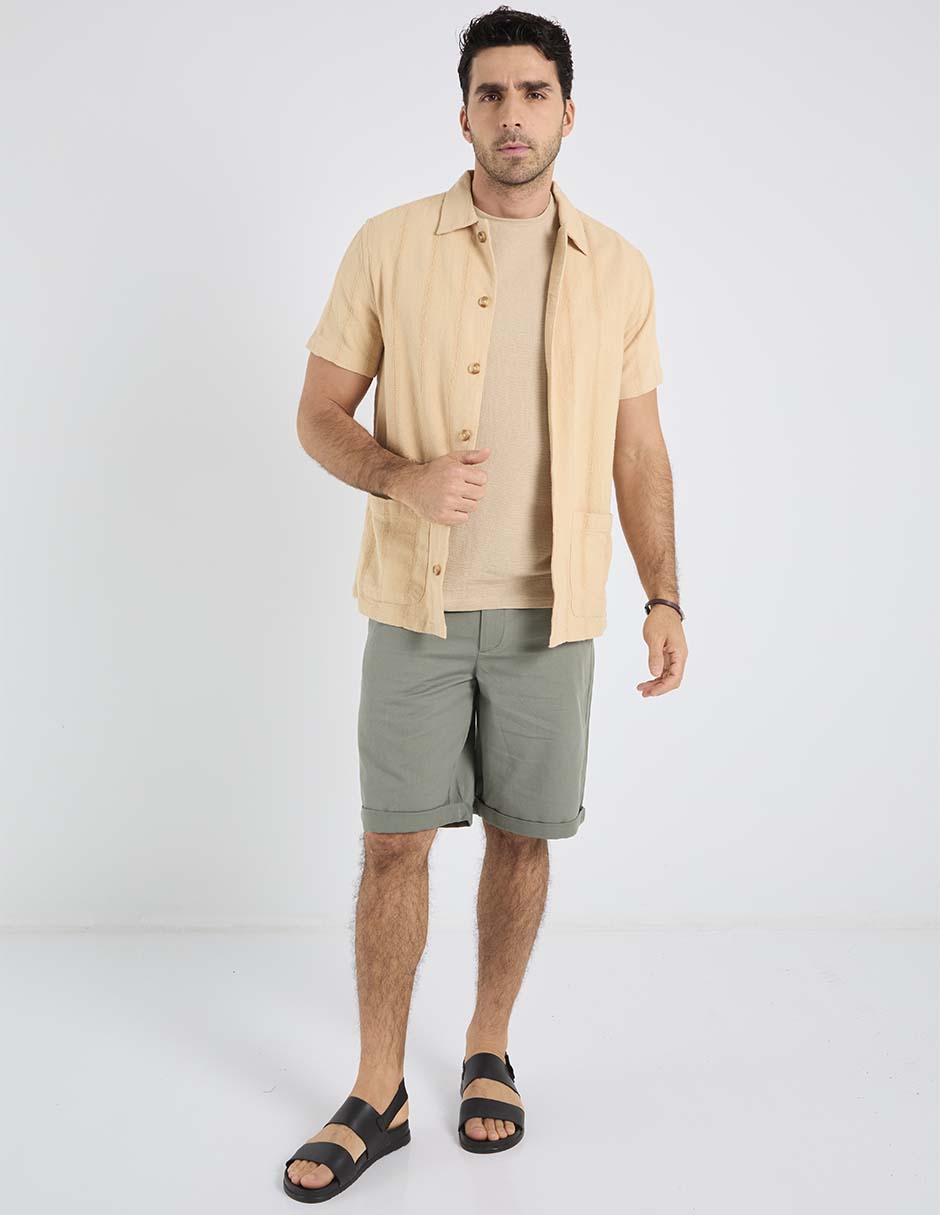 Camisa playa de algodón manga corta para hombre 3
