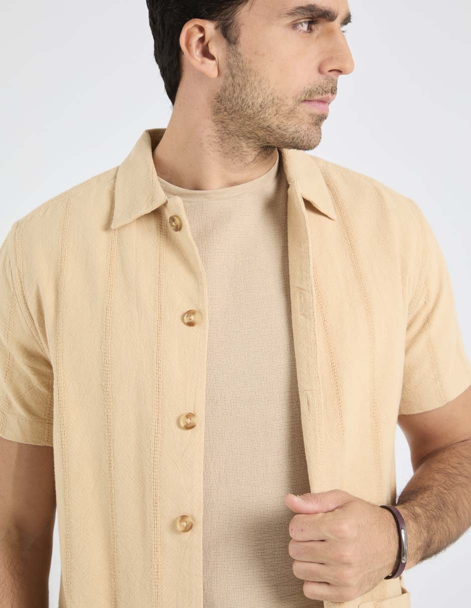 Camisa playa de algodón manga corta para hombre 2
