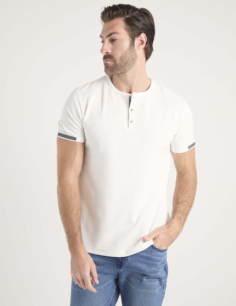 Playera Jbe cuello henley para hombre