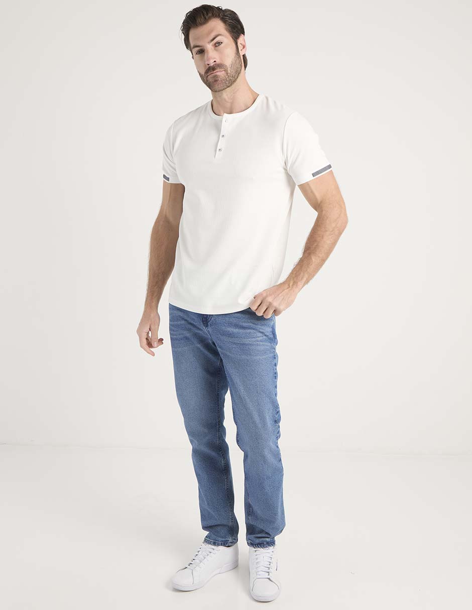 Playera Jbe cuello henley para hombre